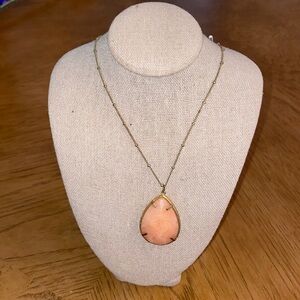 Gold Necklace with Pink Crystal